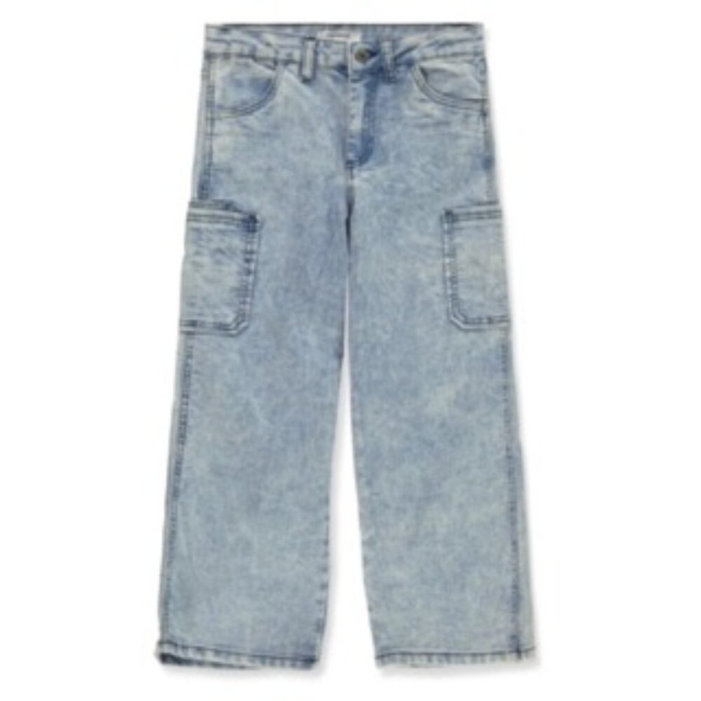 Steve Madden Kids Wide Leg Cargo Acid Wash Jeans Big Girl's Size 10